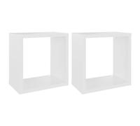 vidaXL 2X Etagères Cube Murales Etagères Suspendues Etagères Flottantes Salon Chambre Salle de Séjour Maison Intérieur Blanc 26x15x26 cm