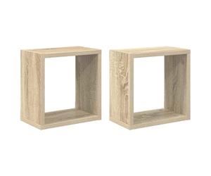vidaXL 2X Etagères Cube Murales Etagères Suspendues Etagères Flottantes Salon Chambre Salle de Séjour Maison Intérieur Chêne Sonoma 26x15x26 cm
