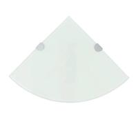 Etagères d angle 2 pcs et supports chromés Verre Blanc 25x25 cm