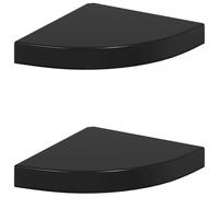 vidaXL Étagères d'angle flottantes 2 pcs Noir brillant 25x25x3,8cm MDF
