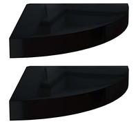 vidaXL Étagères d'angle flottantes 2 pcs Noir brillant 25x25x3,8cm MDF