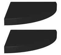vidaXL 2X Etagères d'angle Flottantes Etagères Murales Bibliothèque Supports Panneaux Muraux Salon Chambre Intérieur Noir 35x35x3,8 cm MDF