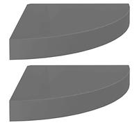 vidaXL 2X Etagères d'angle Flottantes Etagères Murales Bibliothèque Supports Panneaux Muraux Salon Chambre Intérieur Gris Brillant 25x25x3,8 cm MDF