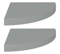 vidaXL 2X Etagères d'angle Flottantes Etagères Murales Bibliothèque Supports Panneaux Muraux Salon Chambre Intérieur Gris 35x35x3,8 cm MDF