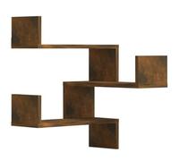vidaXL 2X Étagères d'angle Murales Flottantes Suspendues Meubles de Rangement Chambre à Coucher Salle de Séjour Chêne Fumé 40x40x50 cm