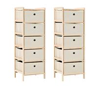 vidaXL Étagères de rangement avec 5 paniers en tissu 2 pcs Beige Cèdre