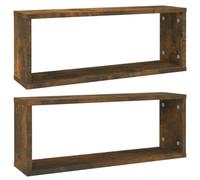vidaXL Étagères murales Cube 2 pcs Chêne fumé 60x15x23 cm Bois