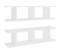 vidaXL 2X Etagères Murales Etagères Suspendues Etagères Flottantes Salon Chambre Salle de Séjour Intérieur Blanc 75x18x20 cm Bois d'Ingénierie