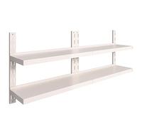 vidaXL 2X Etagères Murales Flottantes à 2 Niveaux Suspendue Stockage Assiettes Plats Ustensiles de Cuisine Intérieur Acier Inoxydable 200x30 cm