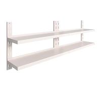 vidaXL 2X Etagères Murales Flottantes à 2 Niveaux Suspendue Stockage Assiettes Plats Ustensiles de Cuisine Intérieur Acier Inoxydable 240x30 cm