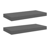 vidaXL Étagères murales flottantes 2x Gris brillant 50x23x3,8 cm MDF