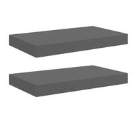 vidaXL 2X Etagères Murales Flottantes Etagères Suspendues Supports Muraux Bibliothèque Salle de Séjour Intérieur Gris Brillant 40x23x3,8 cm MDF