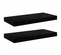 vidaXL 2X Etagères Murales Flottantes Etagères Suspendues Supports Muraux Bibliothèque Salle de Séjour Intérieur Noir Brillant 50x23x3,8 cm MDF