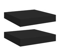 vidaXL 2X Etagères Murales Flottantes Etagères Suspendues Supports Muraux Bibliothèque Salle de Séjour Intérieur Noir 23x23,5x3,8 cm MDF