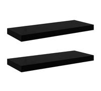 vidaXL Étagères murales flottantes 2x Noir brillant 60x23,5x3,8 cm MDF pour salle de séjour