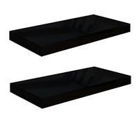 vidaXL Étagère murale flottante 2 pcs Noir brillant 50x23x3,8 cm MDF