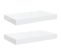 vidaXL 2X Etagères Murales Flottantes Etagères Suspendues Supports Muraux Bibliothèque Salle de Séjour Intérieur Blanc Brillant 40x23x3,8 cm MDF