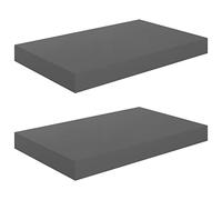vidaXL 2X Etagères Murales Flottantes Etagères Suspendues Supports Muraux Bibliothèque Salle de Séjour Intérieur Gris Brillant 40x23x3,8 cm MDF