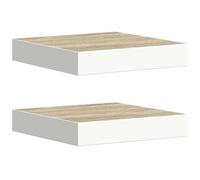 vidaXL 2X Etagères Murales Flottantes Etagères Suspendues Supports Muraux Salon Salle de Séjour Maison Intérieur Chêne et Blanc 23x23,5x3,8 cm MDF