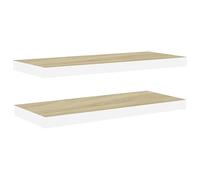 vidaXL 2X Etagères Murales Flottantes Etagères Suspendues Supports Muraux Salon Salle de Séjour Maison Intérieur Chêne et Blanc 60x23,5x3,8 cm MDF