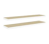 Vidaxl Étagères Flottantes 2 Pcs Chêne Et Blanc 90x23,5x3,8 Cm Mdf Multicolore