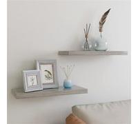 2x Etagères Murales Flottantes Etagères Suspendues Supports Muraux Salon Salle de Séjour Maison Intérieur Gris Béton 60x23,5x3,8 cm MDF