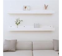 2x Étagères Murales Blanc 110x12x9 cm Bois de Pin Massif Suspendues vidaXL