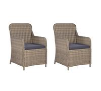 vidaXL 2X Fauteuil Résine Tressée Marron et Gris Chaise de Jardin Meuble
