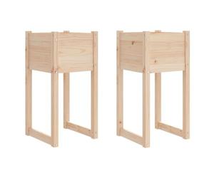 vidaXL 2X Jardinières Pots de Fleurs de Jardin Bacs à Fleurs Lits Surélevés Terrasse Balcon Patio Extérieur 40x40x81 cm Bois Massif de Pin