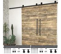 vidaXL 2x Kits de Fixation pour Porte Coulissante Système de Porte Coulissante Cuisine Bureau Grange Intérieur Maison 200 cm 3059843 Noir G