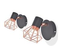 vidaXL 2x Lampe Murale 2 E14 Noir Cuivre Applique Murale Luminaire Éclairage