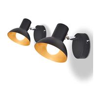 Vidaxl Lampe Murale 2 Pcs Pour 2 Ampoules E27 Noir Et Doré