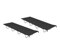 vidaXL 2x Lits de Camping Chaises Longues Pliable Randonnée Plage Jardin Plage Terrasse Patio Extérieur 180x60x19 cm Tissu Oxford et Acier Noir Noir G