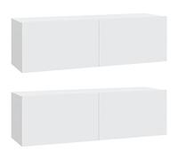 vidaXL 2X Meubles TV Armoires Basses Murales Suspendues Centres de Divertissement Salon Salle de Séjour Blanc 100x30x30 cm Bois d'Ingénierie