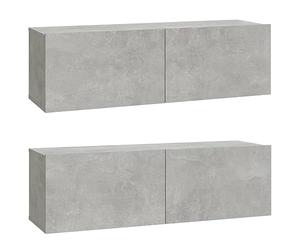 vidaXL 2X Meubles TV Armoires Basses Murales Suspendues Centres de Divertissement Salon Salle de Séjour Gris Béton 100x30x30 cm Bois d'Ingénierie