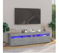 vidaXL 2x Meubles TV avec Lumières LED Armoires Basses Centres de Divertissement Armoires Média Salon Salle de Séjour Sonoma 815126
