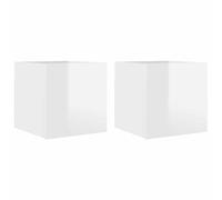 vidaXL 2X Meubles TV Muraux Centre de Divertissement Armoire Suspendue Meuble Stéréo Salon Salle de Séjour Intérieur Blanc Brillant 30,5x30x30 cm