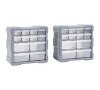 vidaXL 2X Organisateurs Multi-tiroirs avec 12 Tiroirs Boîte à Coudre Armoire de Rangement Boîte à Outils Unité d'Organisation 26,5x16x26 cm