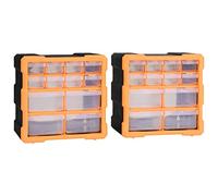 vidaXL 2X Organisateurs Multi-tiroirs avec 12 Tiroirs Boîte à Coudre Boîte à Outils Armoire de Rangement Unité d'Organisation 26,5x16x26 cm