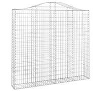 vidaXL 2x Paniers à Gabions Arqués Cages à Gabions Arquées Murs de Gabion Barrières de Jardin Terrasse Extérieur 200x30x180/200 cm Fer Galvanisé