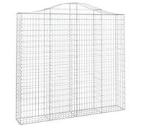 vidaXL 2x Paniers à Gabions Arqués Cages à Gabions Arquées Murs de Gabion Barrières de Jardin Terrasse Extérieur 200x30x180/200 cm Fer Galvanisé