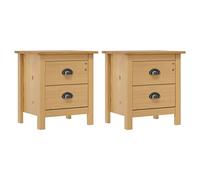 vidaXL 2X Pin Solide Tables de Chevet Table de Nuit Armoire de Chevet avec 2 Tiroirs Rangement Chambre à Coucher Maison Intérieur 46x35x49,5 cm