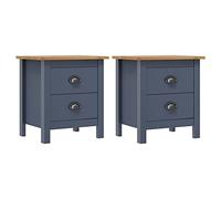 vidaXL 2X Pin Solide Tables de Chevet Table de Nuit Armoire de Chevet avec 2 Tiroirs Rangement Chambre à Coucher Maison Intérieur Gris 46x35x49,5 cm