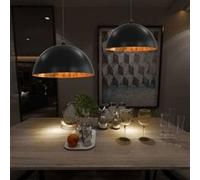 vidaXL 2x Plafonniers Semi-sphérique Lampe Eclairage Lumière Salle à Manger Maison Intérieur Cuisine Salle de Séjour Bureau 50877 Noir G