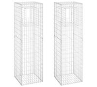 vidaXL 2x Poteaux à Panier de Gabion Poteaux à Jardinière de Gabion de Patio Jardin Terrasse Extérieur Projets de Jardinage 50x50x180 cm Fer