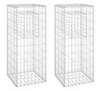 vidaXL 2x Poteaux à Panier de Gabion Poteaux à Jardinière de Gabion de Patio Jardin Terrasse Extérieur Projets de Jardinage 40x40x100 cm Fer