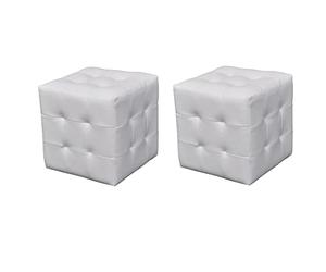 vidaXL 2X Pouf Cube Capitonné Bout de Canapé Tabouret Repose-Pied Chambre