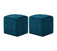 vidaXL 2X Poufs Tabouret Cube de Salle de Séjour Repose-Pied de Salon Ottoman Chambre à Coucher Maison Intérieur Confortable Bleu Tissu Velours