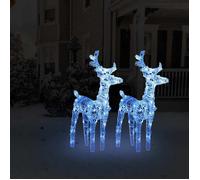 2x Rennes de Noël 80 LED Blanc Chaud Acrylique Décoration Ornement vidaXL