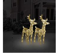 vidaXL Rennes de Noël 2x 80 LED Blanc chaud Acrylique Intérieur 342678
